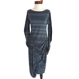 Matthildur M Ruched Asymmetrical Dress XS Blue Gray Lagenlook Avant Garde NWT